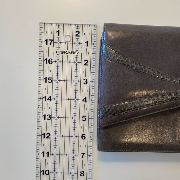 Bally Gray Leather Crossbody / Clutch with Snakeskin Accent - Picture 3 of 10